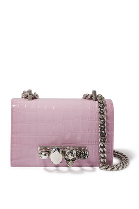 Jewelled Mini Satchel Croc-Effect Leather Shoulder Bag